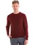 Bordo Regular Fit Çizgili Yün Bisiklet Yaka Triko Kazak 1