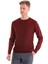 Bordo Regular Fit Çizgili Yün Bisiklet Yaka Triko Kazak 2