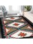 Krem - Ekru Zeminde Kilim Motifli Geleneksel Desenli Geometrik Etnik Motifler Dijital Baskılı Makinede Yıkanabilir Kaymaz Taban Saçaklı Halı 2