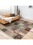 Çok Renki Zeminde Patchwork Motifli Eskitme Desenli Etnik Motifler Vintage Dijital Baskılı Makinede Yıkanabilir Kaymaz Taban Saçaklı Halı 3