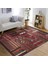 Kiremit Zeminde Kilim Motifli Eskitme Desenli Avangarde Etnik Motifler Dijital Baskılı Makinede Yıkanabilir Kaymaz Taban Saçaklı Halı 3