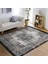 Gri Zeminde Damask Motifli Kilim Desenli Eskitme Motifli Etnik Motifler Dijital Baskılı Makinede Yıkanabilir Kaymaz Taban Saçaklı Halı 5