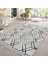 Siyah - Gri Zeminde Geometrik Motifli Kilim Desenli Geometrik Dijital Baskılı Makinede Yıkanabilir Kaymaz Taban Saçaklı Halı 2