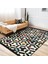 Krem - Kırmızı Zeminde Geometrik Motifli Art Deco Desenli Geometrik Koridor & Antre Banyo Dijital Baskılı Makinede Yıkanabilir Kaymaz Taban Saçaklı Halı 3