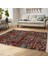 Kırmızı - Kahverengi Zeminde Patchwork Motifli Otantik Desenli Etnik Motifler Eskitme Motifli Dijital Baskılı Makinede Yıkanabilir Kaymaz Taban Saçaklı Halı 1