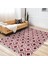 Bordo Zeminde Geometrik Motifli Klasik Desenli Geometrik Koridor & Antre Banyo Dijital Baskılı Makinede Yıkanabilir Kaymaz Taban Saçaklı Halı 2