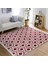 Bordo Zeminde Geometrik Motifli Klasik Desenli Geometrik Koridor & Antre Banyo Dijital Baskılı Makinede Yıkanabilir Kaymaz Taban Saçaklı Halı 5