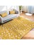 Sarı Zeminde Çiçek ve Yaprak Motifli Floral Desenli Floral Klasik Dijital Baskılı Makinede Yıkanabilir Kaymaz Taban Saçaklı Halı 5
