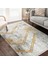 Gold - Gri Zeminde Eskitme Motifli Geometrik Desenli Geometrik Eskitme Motifli Salon & Oturma Odası Dış Mekan & Outdoor Dijital Baskılı Makinede Yıkanabilir Kaymaz Taban Saçaklı Halı 1