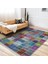 Yöresel Zeminde Patchwork Motifli Anadolu Desenli Vintage Klasik Dijital Baskılı Makinede Yıkanabilir Kaymaz Taban Saçaklı Halı 3