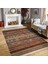 Kırmızı - Kahverengi Zeminde Geleneksel Motifli Kilim Desenli Vintage Etnik Motifler Dijital Baskılı Makinede Yıkanabilir Kaymaz Taban Saçaklı Halı 3