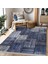 Mavi Zeminde Patchwork Motifli Retro Desenli Klasik Vintage Dijital Baskılı Makinede Yıkanabilir Kaymaz Taban Saçaklı Halı 2