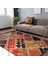 Kırmızı Zeminde Patchwork Motifli Geleneksel Desenli Vintage Etnik Motifler Dijital Baskılı Makinede Yıkanabilir Kaymaz Taban Saçaklı Halı 1