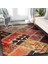Kırmızı Zeminde Patchwork Motifli Geleneksel Desenli Vintage Etnik Motifler Dijital Baskılı Makinede Yıkanabilir Kaymaz Taban Saçaklı Halı 3