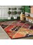 Kırmızı Zeminde Patchwork Motifli Geleneksel Desenli Vintage Etnik Motifler Dijital Baskılı Makinede Yıkanabilir Kaymaz Taban Saçaklı Halı 5
