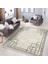 Krem Zeminde Kilim Motifli Çerçeve Desenli Geometrik Klasik Dijital Baskılı Makinede Yıkanabilir Kaymaz Taban Saçaklı Halı 5
