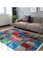 Çok Renkli Zeminde Kırkyama Motifli Patchwork Desenli Vintage Klasik Dijital Baskılı Makinede Yıkanabilir Kaymaz Taban Saçaklı Halı 3