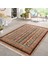 Bej Zeminde Kilim Motifli Geleneksel Desenli Avangarde Etnik Motifler Dijital Baskılı Makinede Yıkanabilir Kaymaz Taban Saçaklı Halı 5