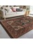 Kahverengi Zeminde Pers Motifli Kilim Desenli Avangarde Vintage Dijital Baskılı Makinede Yıkanabilir Kaymaz Taban Saçaklı Halı 1