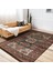 Kahverengi Zeminde Pers Motifli Kilim Desenli Avangarde Vintage Dijital Baskılı Makinede Yıkanabilir Kaymaz Taban Saçaklı Halı 2