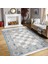 Gri - Mavi Zeminde Dokuma Halı Motifli Kilim Desenli Vintage Eskitme Motifli Dijital Baskılı Makinede Yıkanabilir Kaymaz Taban Saçaklı Halı 3