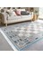 Gri - Mavi Zeminde Dokuma Halı Motifli Kilim Desenli Vintage Eskitme Motifli Dijital Baskılı Makinede Yıkanabilir Kaymaz Taban Saçaklı Halı 5