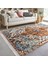Kırmızı Zeminde Kilim Motifli Iran Desenli Eskitme Motifli Avangarde Dijital Baskılı Makinede Yıkanabilir Kaymaz Taban Saçaklı Halı 2
