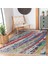 Gri Zeminde Yağlı Boya Motifli Modern Sanat Desenli Modern Dış Mekan & Outdoor Balkon Dijital Baskılı Makinede Yıkanabilir Kaymaz Taban Saçaklı Halı 2