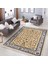 Bej Zeminde Kilim Motifli Osmanlı Desenli Vintage Etnik Motifler Dijital Baskılı Makinede Yıkanabilir Kaymaz Taban Saçaklı Halı 5