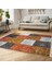 Kırkyama Zeminde Patchwork Motifli Etnik Desenli Klasik Vintage Dijital Baskılı Makinede Yıkanabilir Kaymaz Taban Saçaklı Halı 2