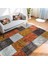 Kırkyama Zeminde Patchwork Motifli Etnik Desenli Klasik Vintage Dijital Baskılı Makinede Yıkanabilir Kaymaz Taban Saçaklı Halı 3