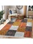 Kırkyama Zeminde Patchwork Motifli Etnik Desenli Klasik Vintage Dijital Baskılı Makinede Yıkanabilir Kaymaz Taban Saçaklı Halı 5
