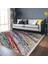 Gri Zeminde Yağlı Boya Motifli Modern Sanat Desenli Modern Dış Mekan & Outdoor Balkon Dijital Baskılı Makinede Yıkanabilir Kaymaz Taban Saçaklı Halı 1