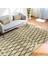 Krem - Siyah Zeminde Kilim Motifli Yöresel Desenli Geometrik Eskitme Motifli Dijital Baskılı Makinede Yıkanabilir Kaymaz Taban Saçaklı Halı 1
