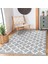 Gri - Beyaz Zeminde Geometrik Motifli Baklava Desenli Geometrik Koridor & Antre Banyo Dijital Baskılı Makinede Yıkanabilir Kaymaz Taban Saçaklı Halı 5