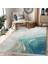 Mavi - Gold Zeminde Altın Motifli Mermer Desenli Modern Klasik Dış Mekan & Outdoor Banyo Dijital Baskılı Makinede Yıkanabilir Kaymaz Taban Saçaklı Halı 2