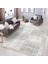 Beyaz - Ekru Zeminde Örgü Motifli Kilim Desenli Geometrik Eskitme Motifli Dijital Baskılı Makinede Yıkanabilir Kaymaz Taban Saçaklı Halı 3