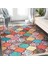 Çok Renkli Zeminde Patchwork Motifli Geleneksel Desenli Geometrik Klasik Dijital Baskılı Makinede Yıkanabilir Kaymaz Taban Saçaklı Halı 1
