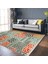 Krem Zeminde Patchwork Motifli Patchwork Desenli Geometrik Klasik Dijital Baskılı Makinede Yıkanabilir Kaymaz Taban Saçaklı Halı 2
