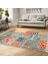 Krem Zeminde Patchwork Motifli Patchwork Desenli Geometrik Klasik Dijital Baskılı Makinede Yıkanabilir Kaymaz Taban Saçaklı Halı 5