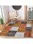 Kırkyama Zeminde Patchwork Motifli Etnik Desenli Klasik Vintage Dijital Baskılı Makinede Yıkanabilir Kaymaz Taban Saçaklı Halı 1