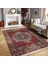 Kırmızı Zeminde Yöresel Motifli Kilim Desenli Eskitme Motifli Avangarde Dijital Baskılı Makinede Yıkanabilir Kaymaz Taban Saçaklı Halı 5