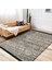 Kahverengi Zeminde Kilim Motifli Dokuma Halı Desenli Geometrik Dijital Baskılı Makinede Yıkanabilir Kaymaz Taban Saçaklı Halı 5