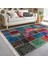 Çok Renkli Zeminde Kırkyama Motifli Patchwork Desenli Vintage Klasik Dijital Baskılı Makinede Yıkanabilir Kaymaz Taban Saçaklı Halı 1