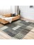 Kahverengi - Krem Zeminde Patchwork Motifli Örme Desenli Klasik Dijital Baskılı Makinede Yıkanabilir Kaymaz Taban Saçaklı Halı 1