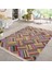 Çok Renkli Zeminde Patchwork Motifli Geleneksel Desenli Geometrik Klasik Koridor & Antre Banyo Dijital Baskılı Makinede Yıkanabilir Kaymaz Taban Saçaklı Halı 2