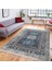Mavi Zeminde Kilim Motifli Hereke Desenli Eskitme Motifli Avangarde Dijital Baskılı Makinede Yıkanabilir Kaymaz Taban Saçaklı Halı 3
