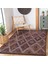 Kahverengi Zeminde Kilim Motifli Anadolu Desenli Avangarde Geometrik Dijital Baskılı Makinede Yıkanabilir Kaymaz Taban Saçaklı Halı 2