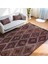 Kahverengi Zeminde Kilim Motifli Anadolu Desenli Avangarde Geometrik Dijital Baskılı Makinede Yıkanabilir Kaymaz Taban Saçaklı Halı 5