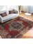 Kırmızı Zeminde Yöresel Motifli Kilim Desenli Eskitme Motifli Avangarde Dijital Baskılı Makinede Yıkanabilir Kaymaz Taban Saçaklı Halı 2